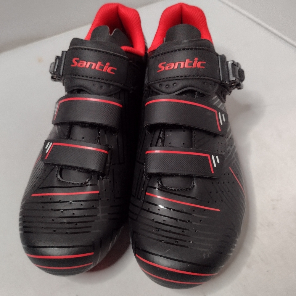 Santic Unisex Road Cycling Shoes  43 Black Red Racing Mountain Bike NWOB